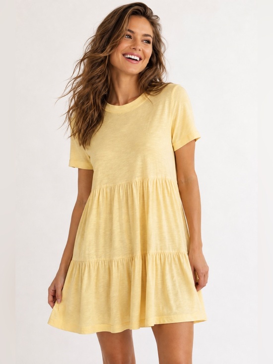 Old Navy Dresses & Skirts - Old Navy Mini Dress Butter Yellow Coastal Cottagecore Tiered S Soft Quiet Luxury